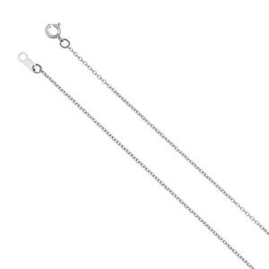 10k White Gold 1mm Solid Cable Chain Necklace, 20 Inch